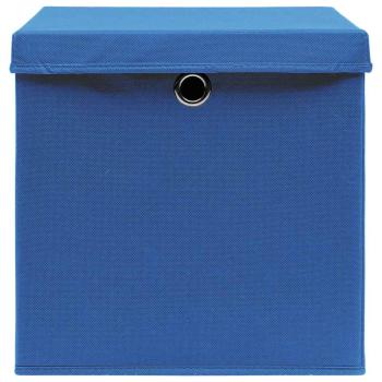 Aufbewahrungsboxen mit Deckeln 4 Stk. Blau 32x32x32 cm Stoff