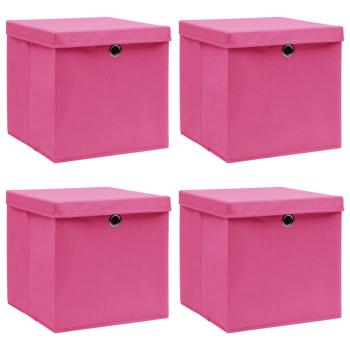 ARDEBO.de - Aufbewahrungsboxen mit Deckeln 4 Stk. Rosa 32x32x32 cm Stoff