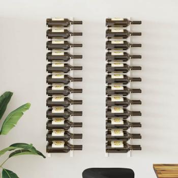 ARDEBO.de - Wand-Weinregal für 24 Flaschen 2 Stk. Weiß Eisen