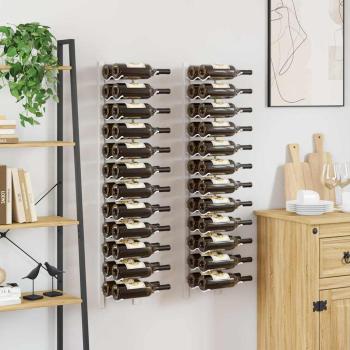 Wand-Weinregal für 24 Flaschen 2 Stk. Weiß Eisen