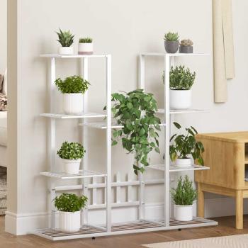 ARDEBO.de - Blumenständer 94,5x25x89 cm Weiß Eisen