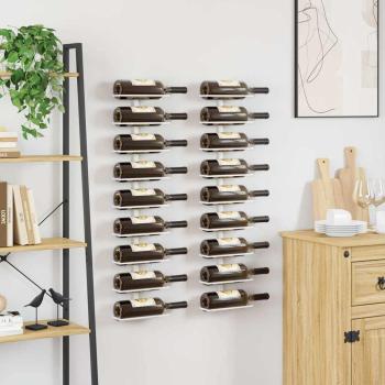 Wand-Weinregal für 9 Flaschen 2 Stk. Weiß Eisen