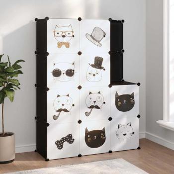 ARDEBO.de - Kinderschrank Modular mit 10 Würfeln Schwarz PP