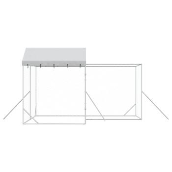 Outdoor-Hundezwinger mit Dach Silbern 4x4x2,5m Verzinkter Stahl