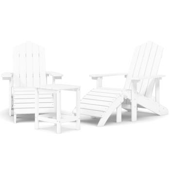 Adirondack-Gartenstühle mit Hocker & Tisch HDPE Weiß