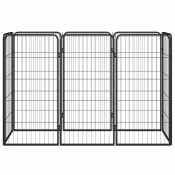 8-tlg. Hundelaufstall Schwarz 50x100 cm Stahl Pulverbeschichtet