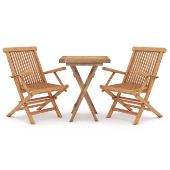 3-tlg. Garten-Essgruppe Massivholz Teak