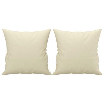 2-tlg. Sofagarnitur mit Kissen Creme Kunstleder
