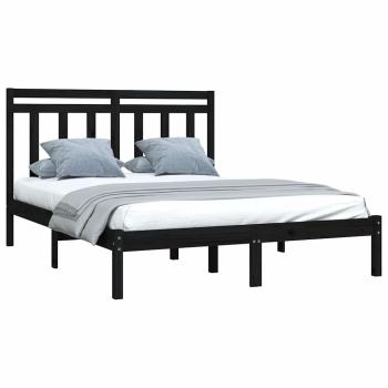 Massivholzbett Schwarz 140x190 cm
