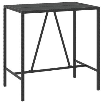 7-tlg. Gartenbar-Set Schwarz Poly Rattan & Massivholz Akazie