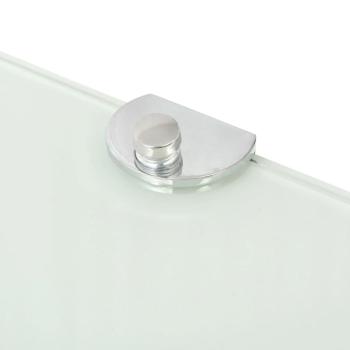 Eckregale 2 Stk. mit verchromten Halterungen Glas Weiß 35x35 cm