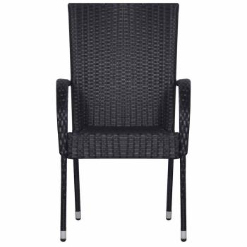 5-tlg. Garten-Essgruppe Schwarz Poly Rattan