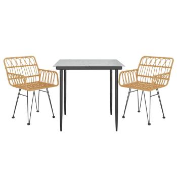 3-tlg. Garten-Essgruppe Poly Rattan