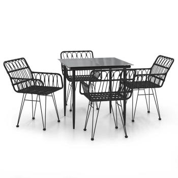 5-tlg. Garten-Essgruppe Schwarz Poly Rattan