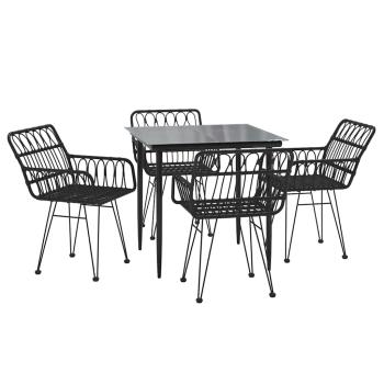 5-tlg. Garten-Essgruppe Schwarz Poly Rattan