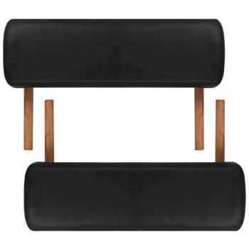 Massageliege Klappbar 2-Zonen mit Holzgestell Schwarz