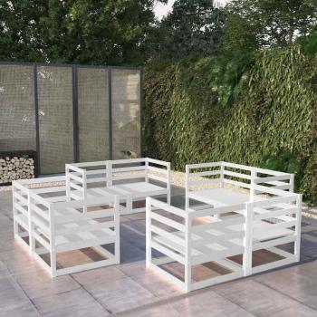 ARDEBO.de - 8-tlg. Garten-Lounge-Set Weiß Massivholz Kiefer