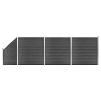 ARDEBO.de - Zaunelement Set WPC 619x(105-186) cm Schwarz