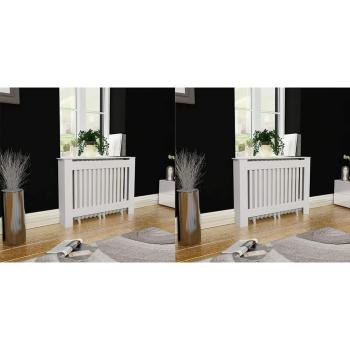 ARDEBO.de - Heizkörperabdeckung 2 Stk. Weiß Holzwerkstoff 112 cm