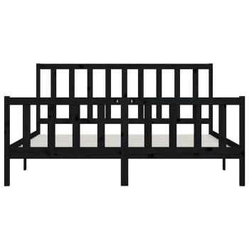 Massivholzbett Schwarz 200x200 cm