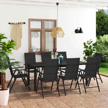 ARDEBO.de - 9-tlg. Garten-Essgruppe Schwarz
