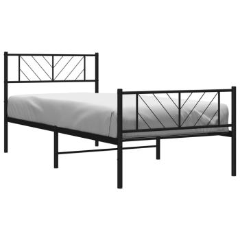 Bettgestell mit Kopf- und Fußteil Metall Schwarz 107x203 cm