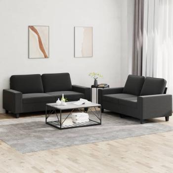 ARDEBO.de - 2-tlg. Sofagarnitur Schwarz Stoff