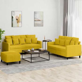 ARDEBO.de - 3-tlg. Sofagarnitur mit Kissen Gelb Samt