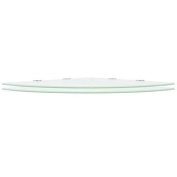 Eckregale 2 Stk. mit verchromten Halterungen Glas Weiß 45x45cm