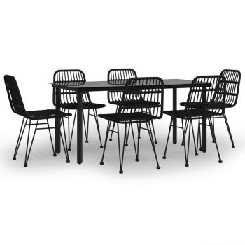 7-tlg. Garten-Essgruppe Schwarz Poly Rattan