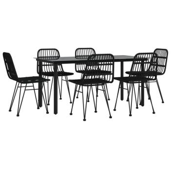 7-tlg. Garten-Essgruppe Schwarz Poly Rattan