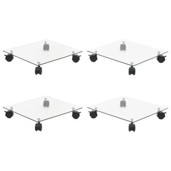 ARDEBO.de - Pflanzenroller 4 Stk. 35x35 cm Hartglas Quadratisch