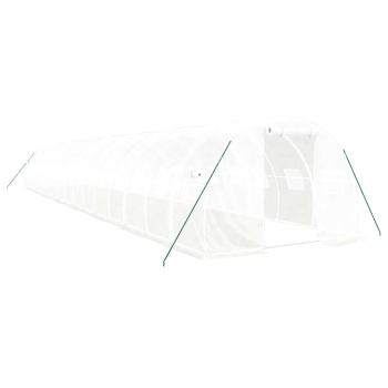 Gewächshaus mit Stahlrahmen Weiß 48 m² 16x3x2 m