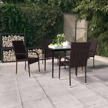 ARDEBO.de - 5-tlg. Garten-Essgruppe Braun und Schwarz