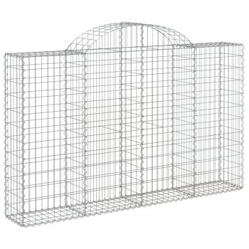Gabionen mit Hochbogen 2 Stk. 200x30x120/140cm Verzinktes Eisen