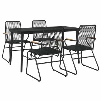 5-tlg. Garten-Essgruppe Schwarz PVC Rattan