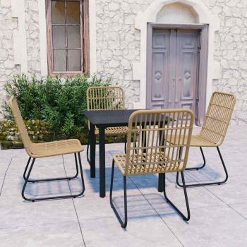 ARDEBO.de - 5-tlg. Garten-Essgruppe Poly Rattan und Glas