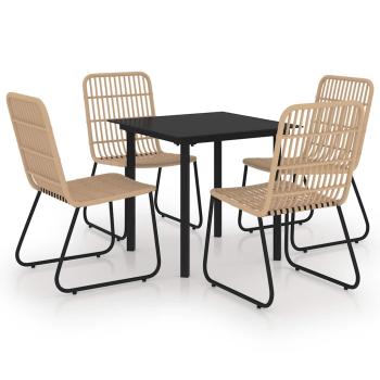 5-tlg. Garten-Essgruppe Poly Rattan und Glas
