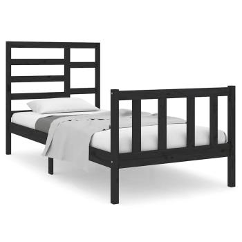 Massivholzbett ohne Matratze Schwarz 75x190 cm