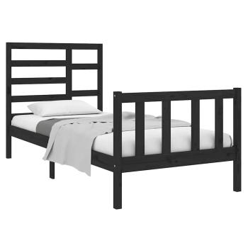 Massivholzbett ohne Matratze Schwarz 75x190 cm
