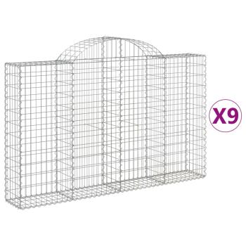 Gabionen mit Hochbogen 9 Stk. 200x30x120/140cm Verzinktes Eisen