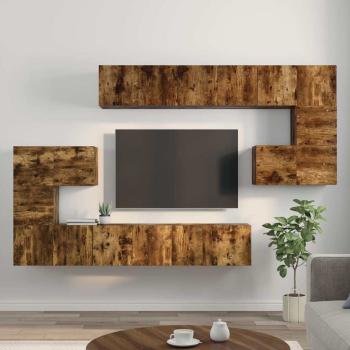 ARDEBO.de - 10-tlg. TV-Schrank-Set Räuchereiche Holzwerkstoff