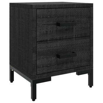Nachttische 2 Stk. Schwarz 36x30x45 cm Massivholz Kiefer