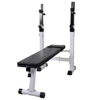 Hantelbank mit Ablage, Langhantel und Kurzhantel-Set 90 kg