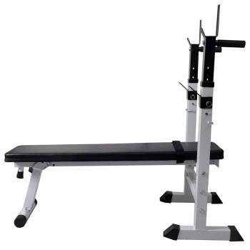 Hantelbank mit Ablage, Langhantel und Kurzhantel-Set 90 kg