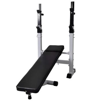 Hantelbank mit Ablage, Langhantel und Kurzhantel-Set 90 kg