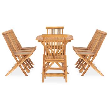 9-tlg. Garten-Essgruppe Klappbar Massivholz Teak