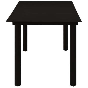 7-tlg. Garten-Essgruppe Schwarz Glas und Stahl