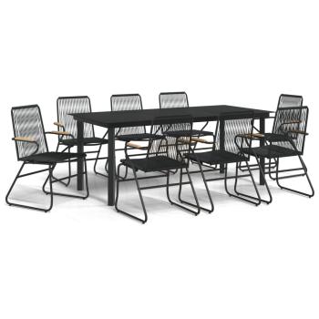 9-tlg. Garten-Essgruppe Schwarz PVC Rattan