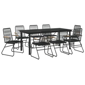 9-tlg. Garten-Essgruppe Schwarz PVC Rattan